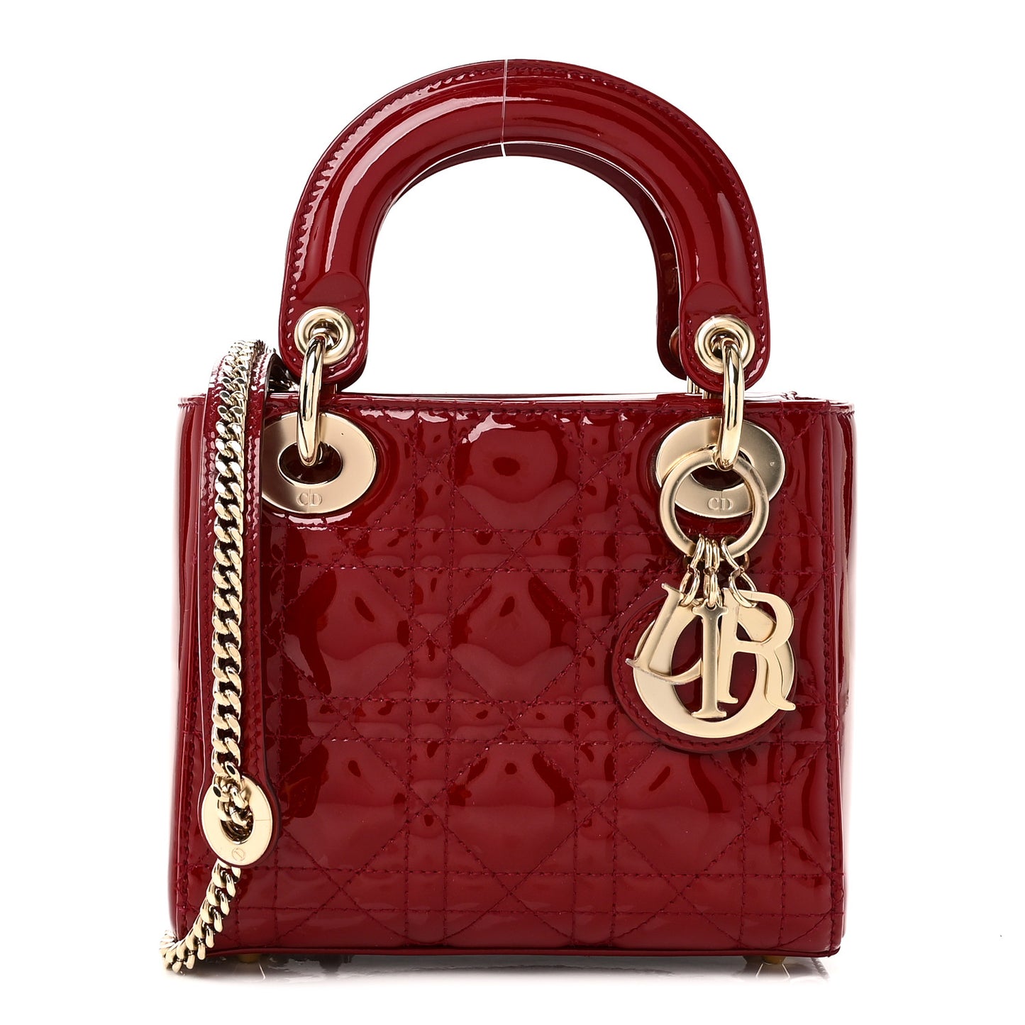 Patent Cannage Mini Lady Dior Red