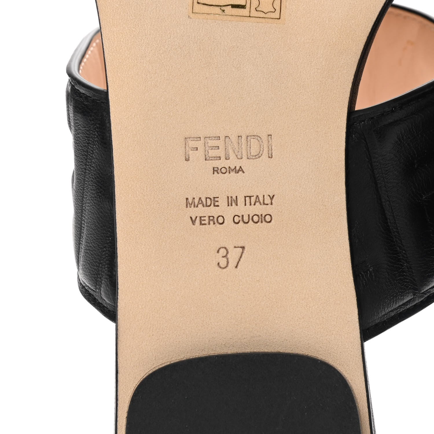 Fendi Nappa FF Embossed Flat Mules 37 Black 6 of 9