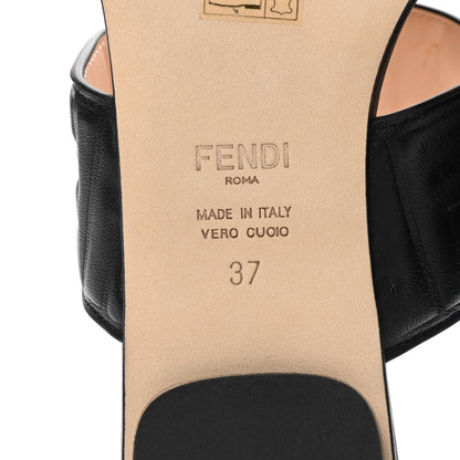 Fendi Nappa FF Embossed Flat Mules 37 Black 6 of 9