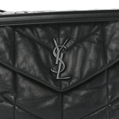 Saint Laurent Lambskin Quilted Monogram Monochrome Medium Loulou Puffer Chain Satchel Black 9 of 12