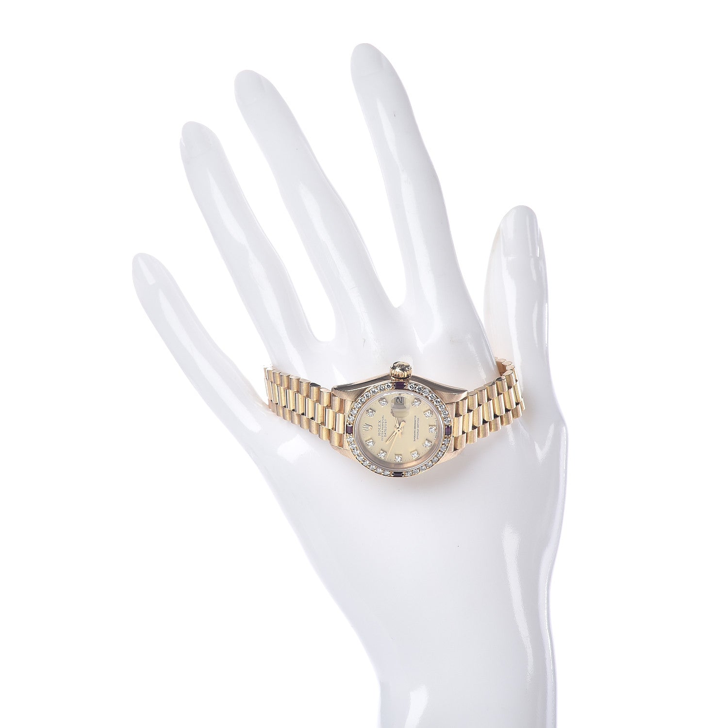 Rolex 18K Yellow Gold Diamond Ruby 26mm Datejust President Watch Champagne 69068 2 of 5