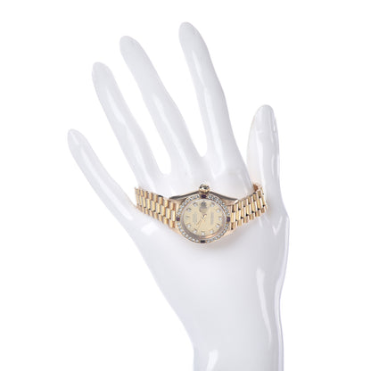 Rolex 18K Yellow Gold Diamond Ruby 26mm Datejust President Watch Champagne 69068 2 of 5