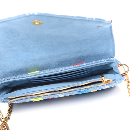 Louis Vuitton Embroidered Monogram Denim New Wave Chain Pochette Blue 5 of 10