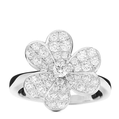 Van Cleef & Arpels 18K White Gold Diamond Small Frivole Ring 51 5.75 1 of 4