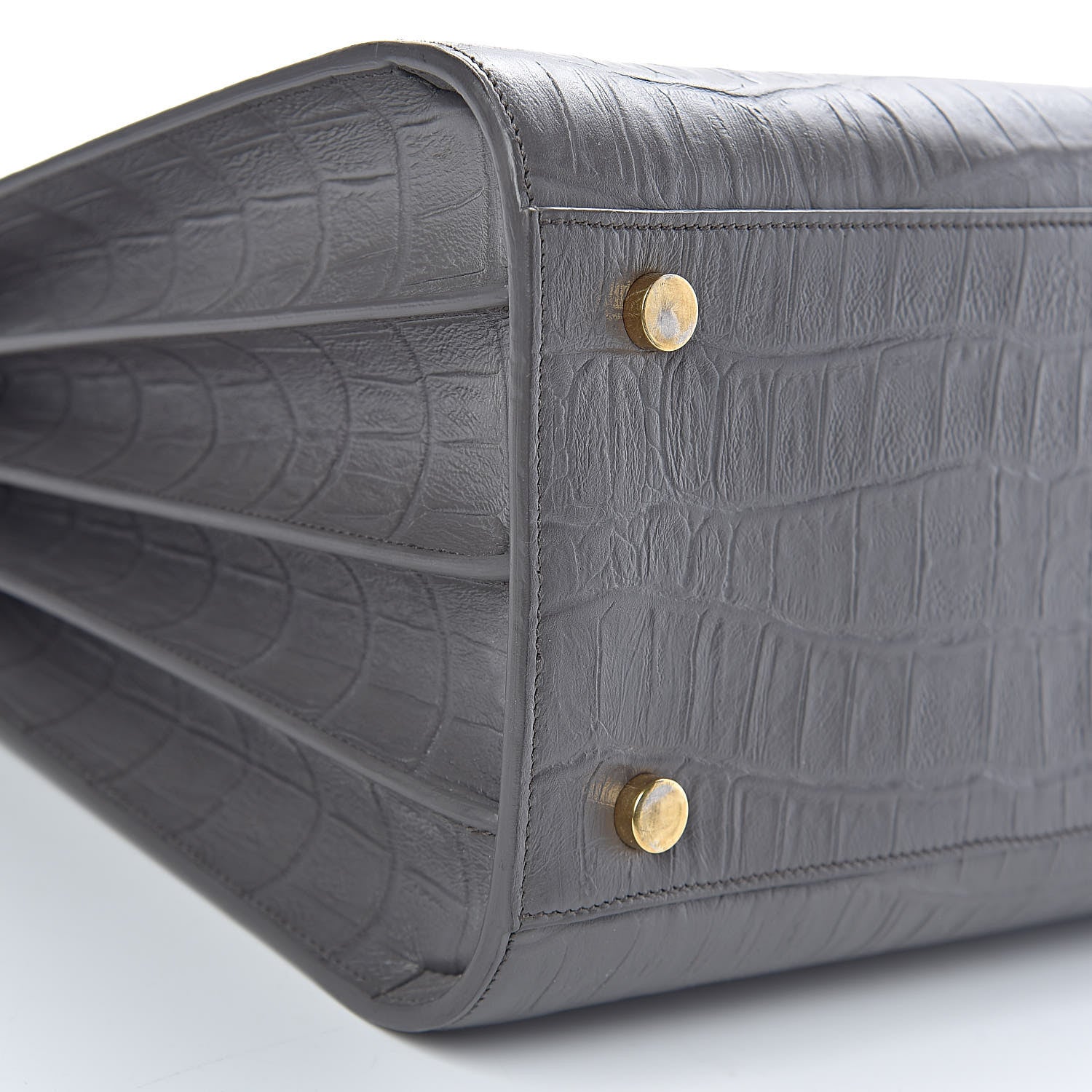 Saint Laurent Calfskin Crocodile Embossed Small Sac De Jour Fog 7 of 10