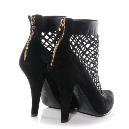 Louis Vuitton Suede Satin Cutout Ankle Boots 41 Black 4 of 6