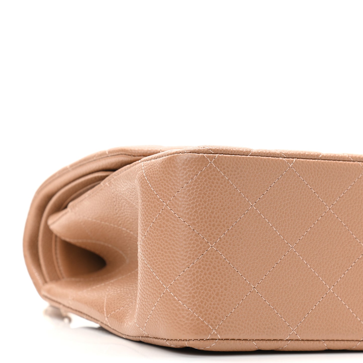 Caviar Quilted Jumbo Double Flap Beige