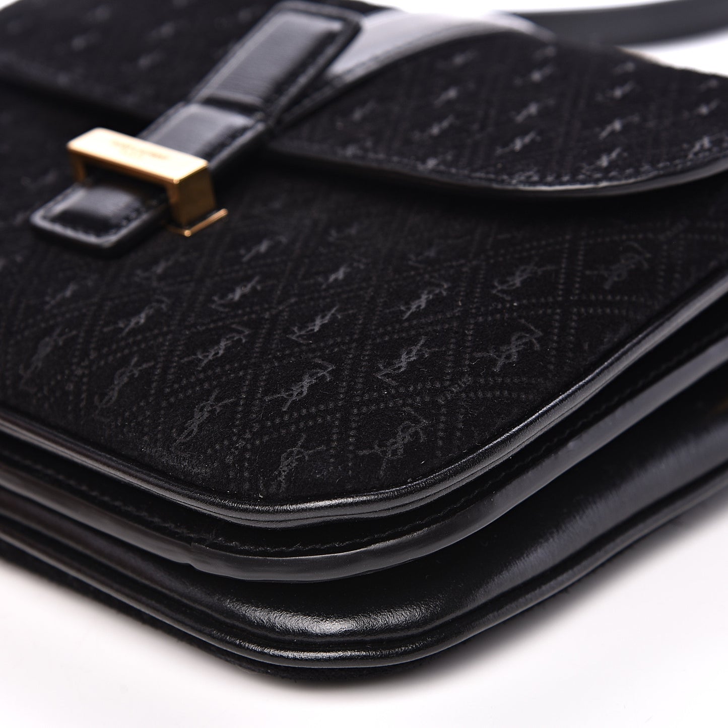 Suede All-Over Monogram Small Le Monogramme Satchel Black