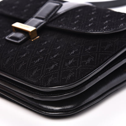 Saint Laurent Suede All-Over Monogram Small Le Monogramme Satchel Black 8 of 10