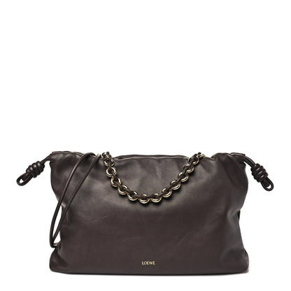 Loewe Mellow Nappa Donut Chain Large Flamenco Knot Clutch Dark Brownie 1 of 10