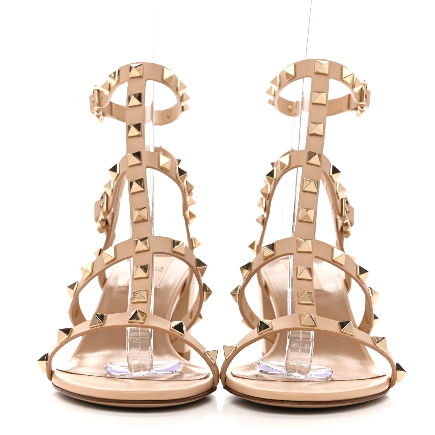 Calfskin Rockstud 60mm City Sandals 38 Sabbia