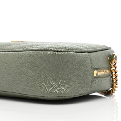 Saint Laurent Grain De Poudre Matelasse Monogram Mini Lou Camera Bag Light Sage 8 of 8