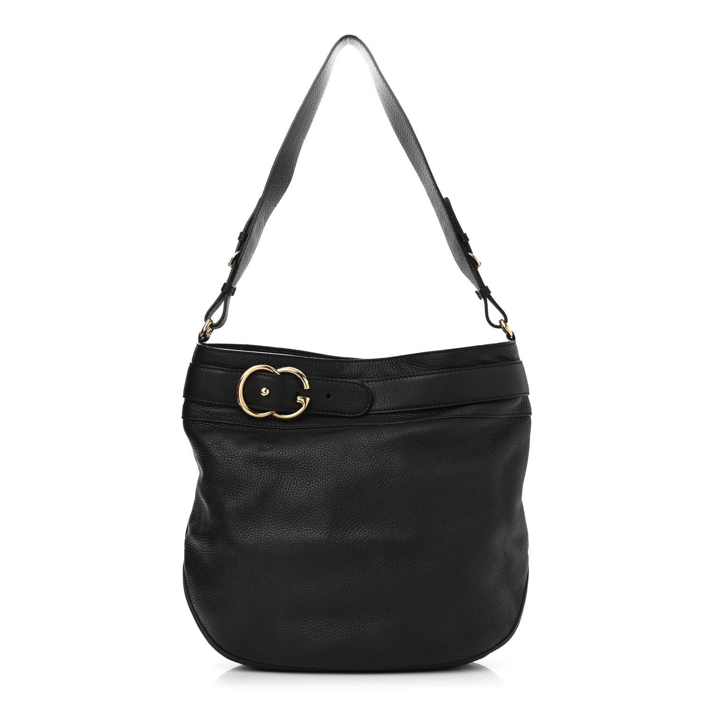 Pebbled Calfskin Large Ride Shoulder Bag Black