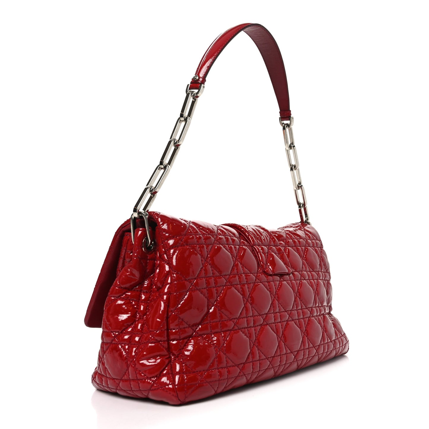 Patent Cannage Large Miss Dior Flap Red