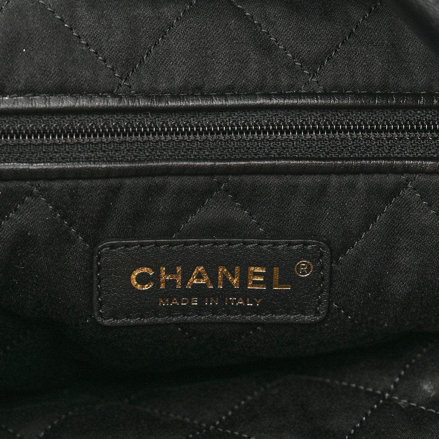 Shiny Calfskin Quilted Large Chanel 22 Black