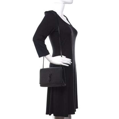 Saint Laurent Grain De Poudre Medium Classic Monogram Kate Satchel Black 2 of 12