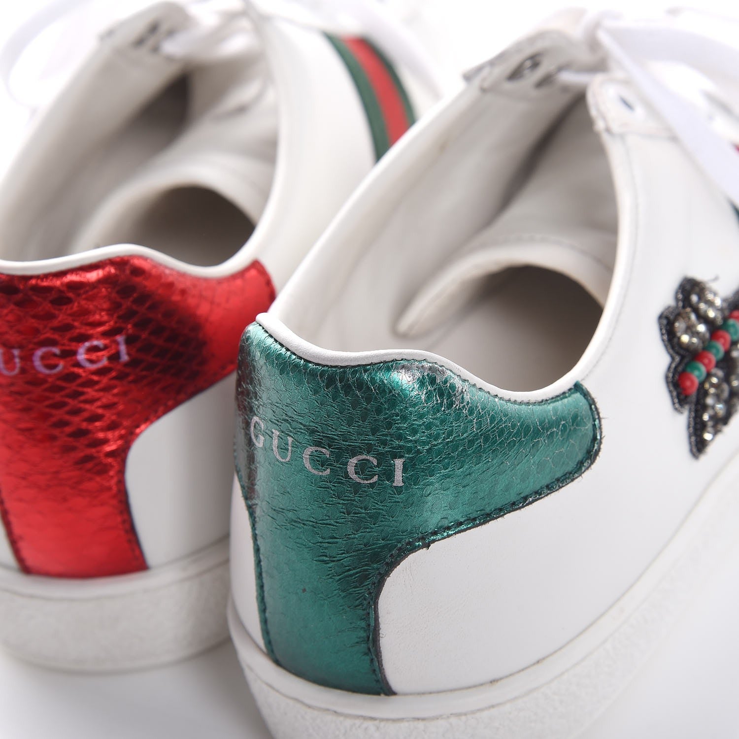 Gucci Calfskin Web Studded Arrow Ace Sneakers 39 White 11 of 13