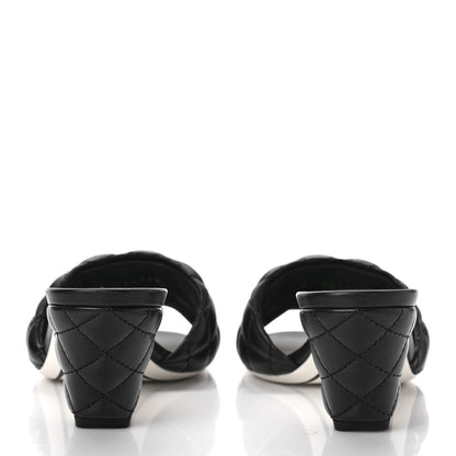 Chanel Lambskin Quilted Textured CC Mules 38 Black 5 of 10