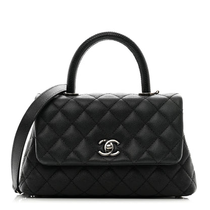 Chanel Caviar Lizard Embossed Quilted Mini Coco Handle Flap Black 1 of 12