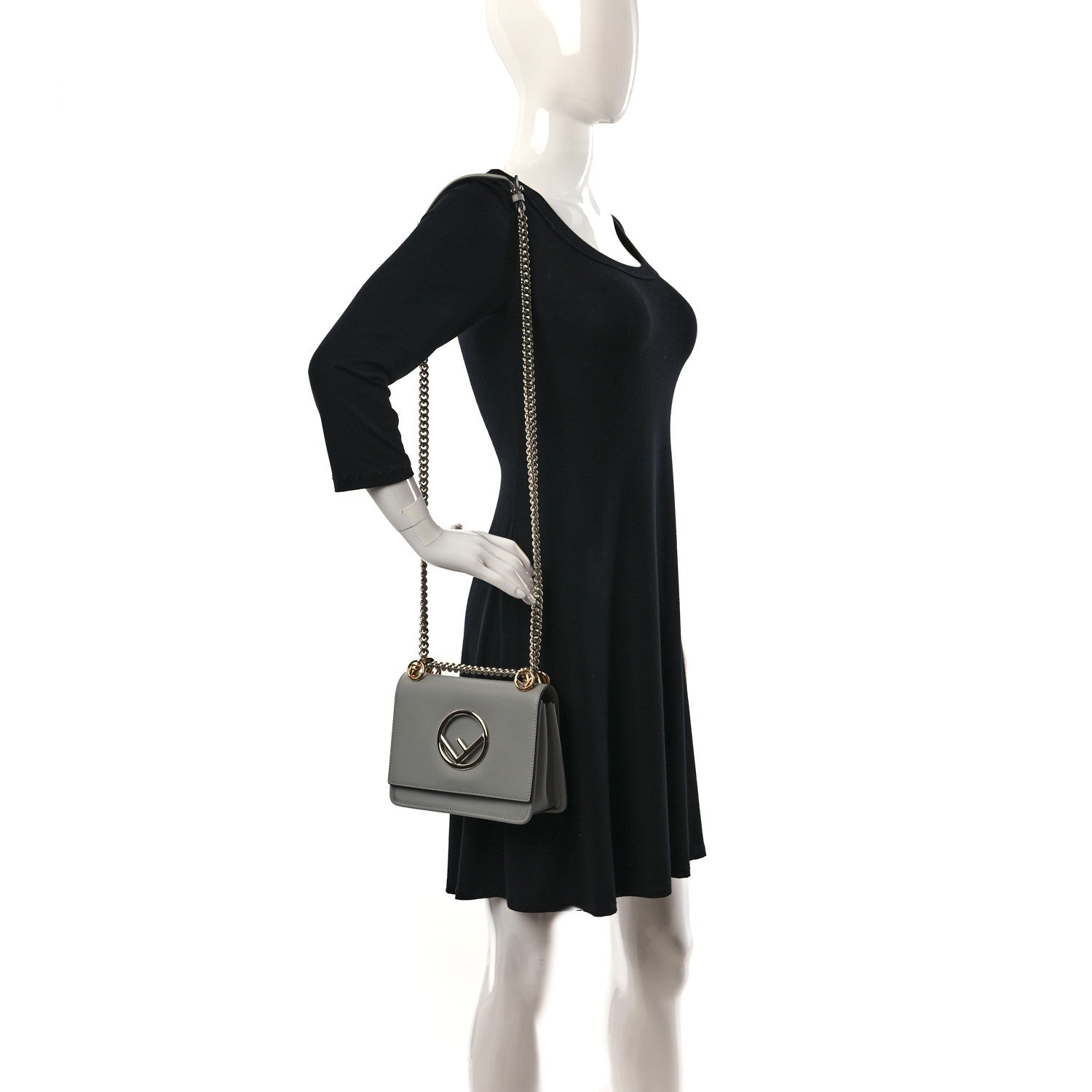 Fendi Vitello Century Opaco F is Fendi Small Kan I Shoulder Bag Grigio Perla 2 of 8