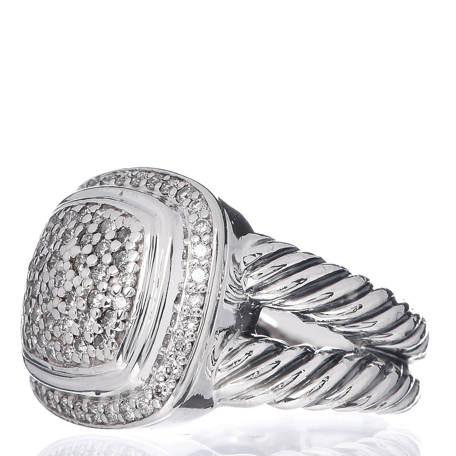 David Yurman Sterling Silver Diamond 11mm Albion Pave Ring 50 5.5 3 of 5
