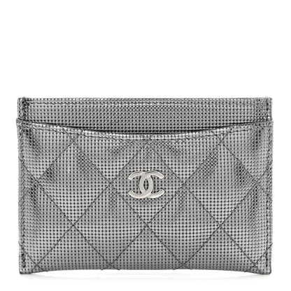 Chanel Metallic Calfskin Pixel Effect Card Holder Dark Silver 1 of 8
