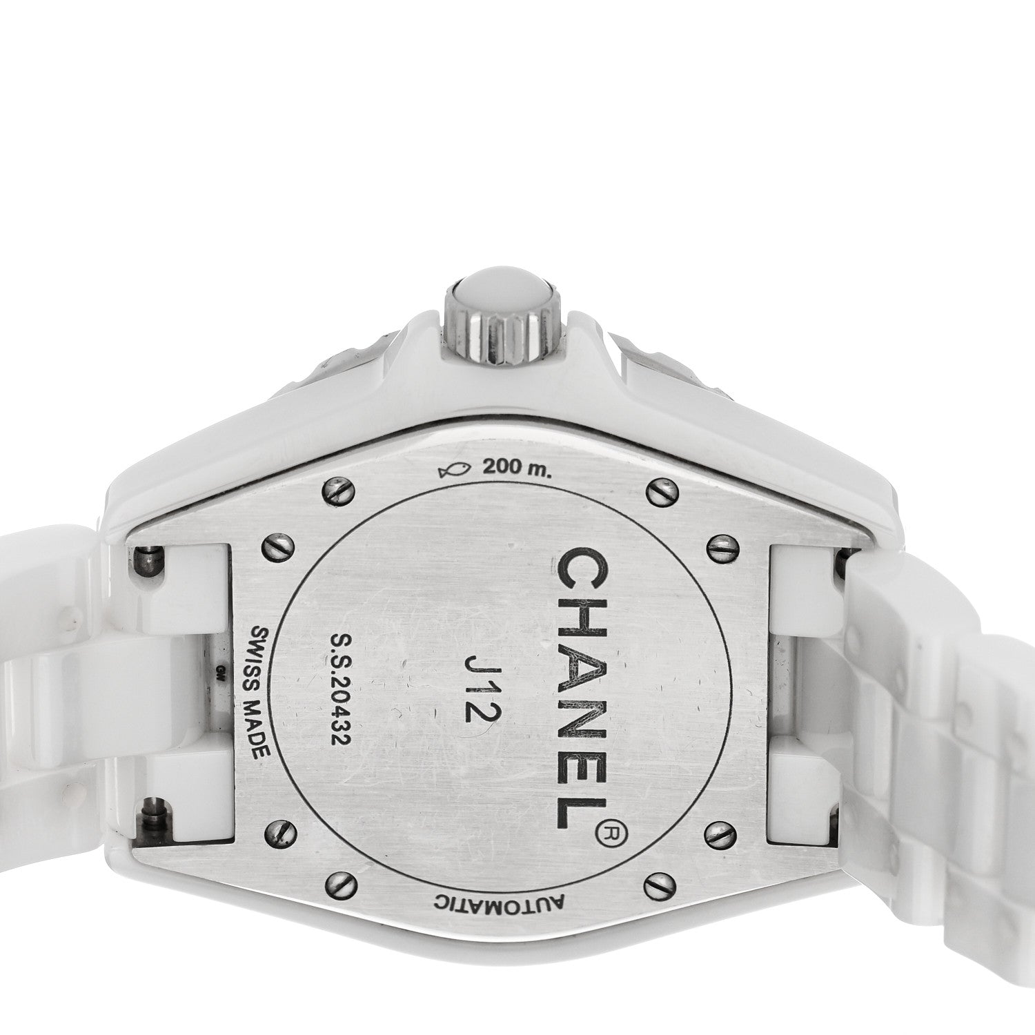 Chanel Stainless Steel Ceramic Diamond Pave Bezel 38mm J12 Automatic Watch White 4 of 5