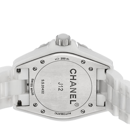 Chanel Stainless Steel Ceramic Diamond Pave Bezel 38mm J12 Automatic Watch White 4 of 5