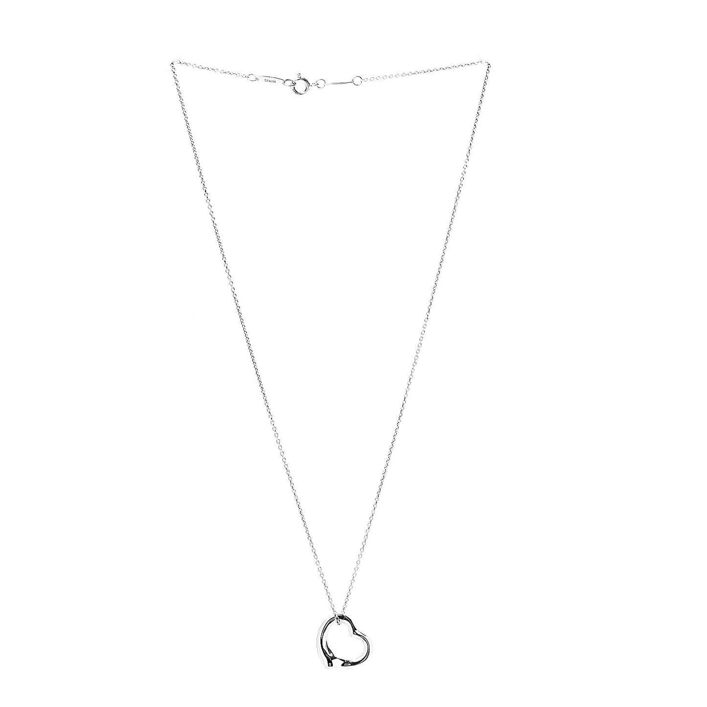 Sterling Silver 16mm Elsa Peretti Open Heart Pendant Necklace
