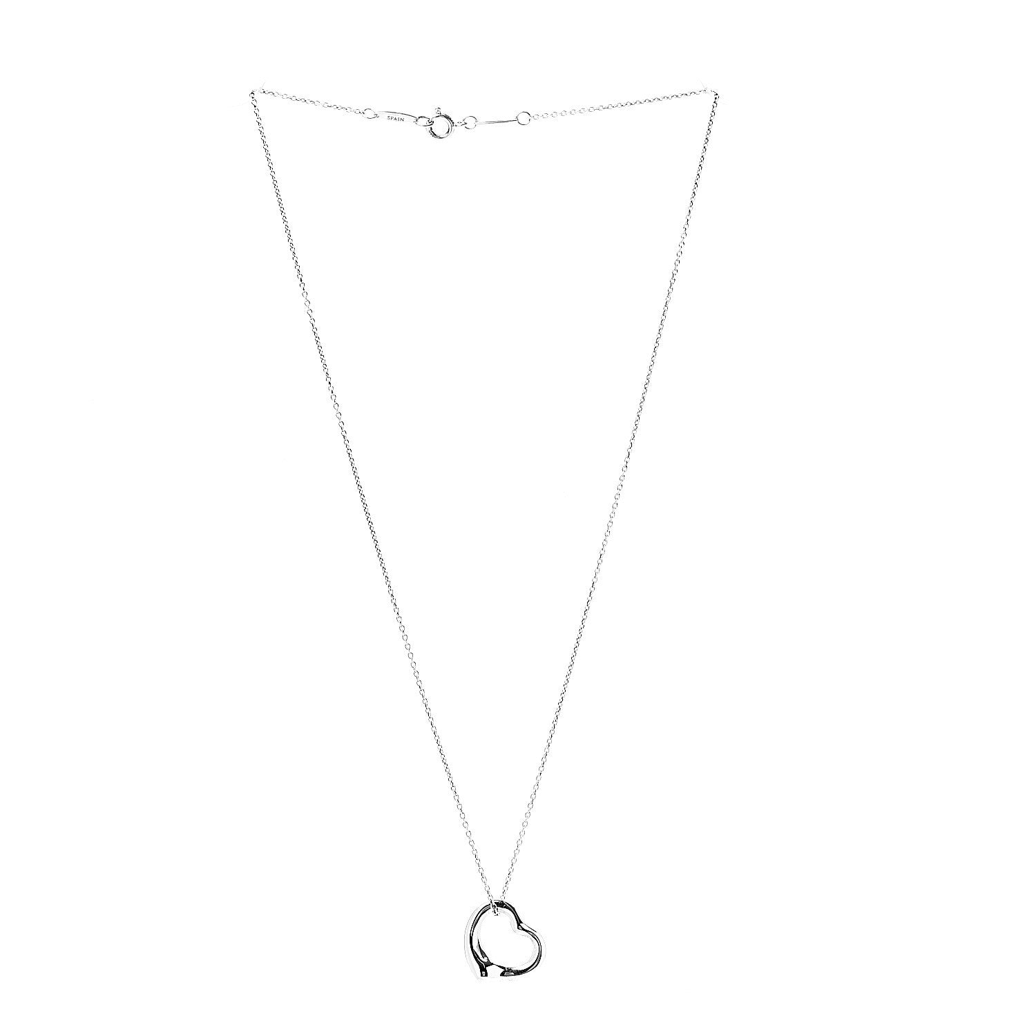 Tiffany Sterling Silver 16mm Elsa Peretti Open Heart Pendant Necklace 2 of 8