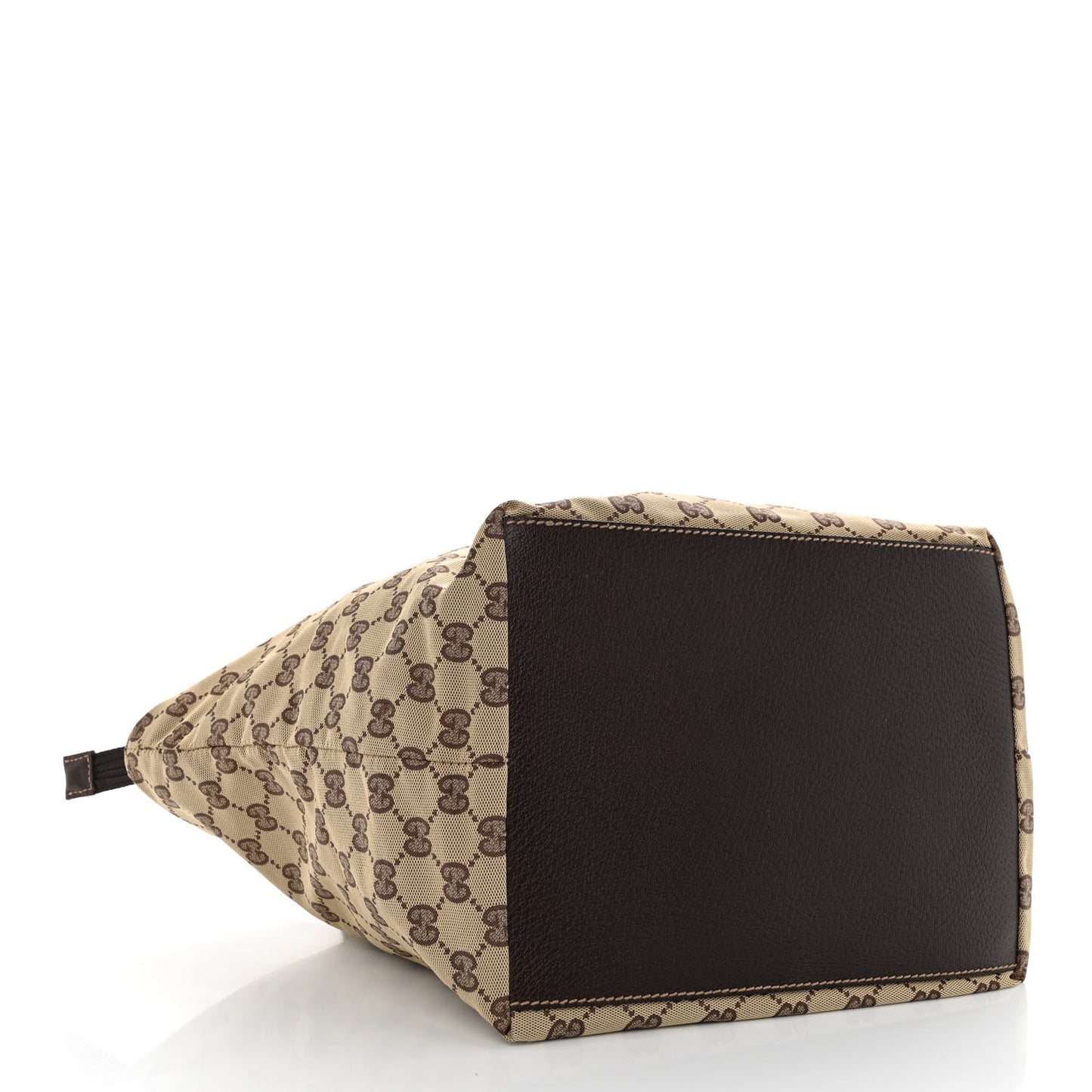 GG Monogram Medium Web Handle Bucket Tote Dark Brown