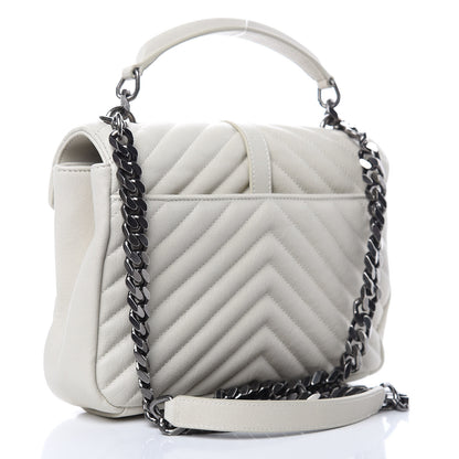 Saint Laurent Sheepskin Matelasse Chevron Monogram Medium College Bag Crema Soft 3 of 10