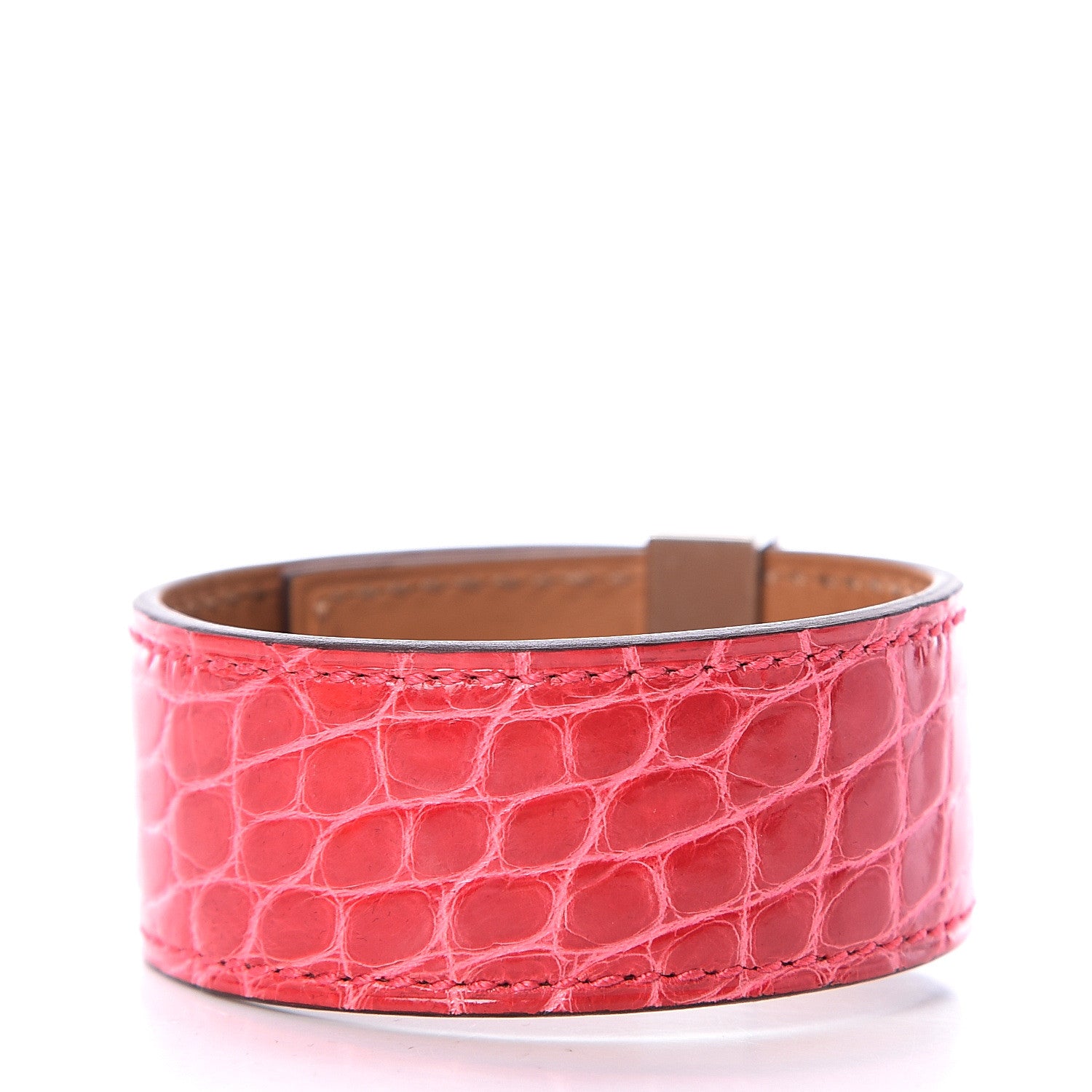 Hermes Shiny Alligator Collier de Chien CDC 24 Bracelet T2 Rose Extreme 2 of 3