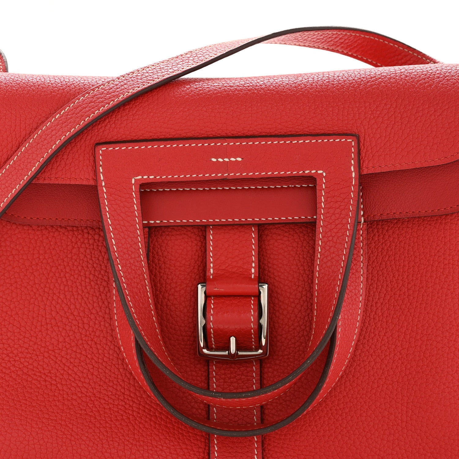 Hermes Taurillon Clemence Verso Halzan 31 GM Rouge Casaque Vermillion 7 of 13