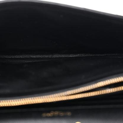 Saint Laurent Grain De Poudre Matelasse Chevron Monogram Chain Wallet Black 4 of 14