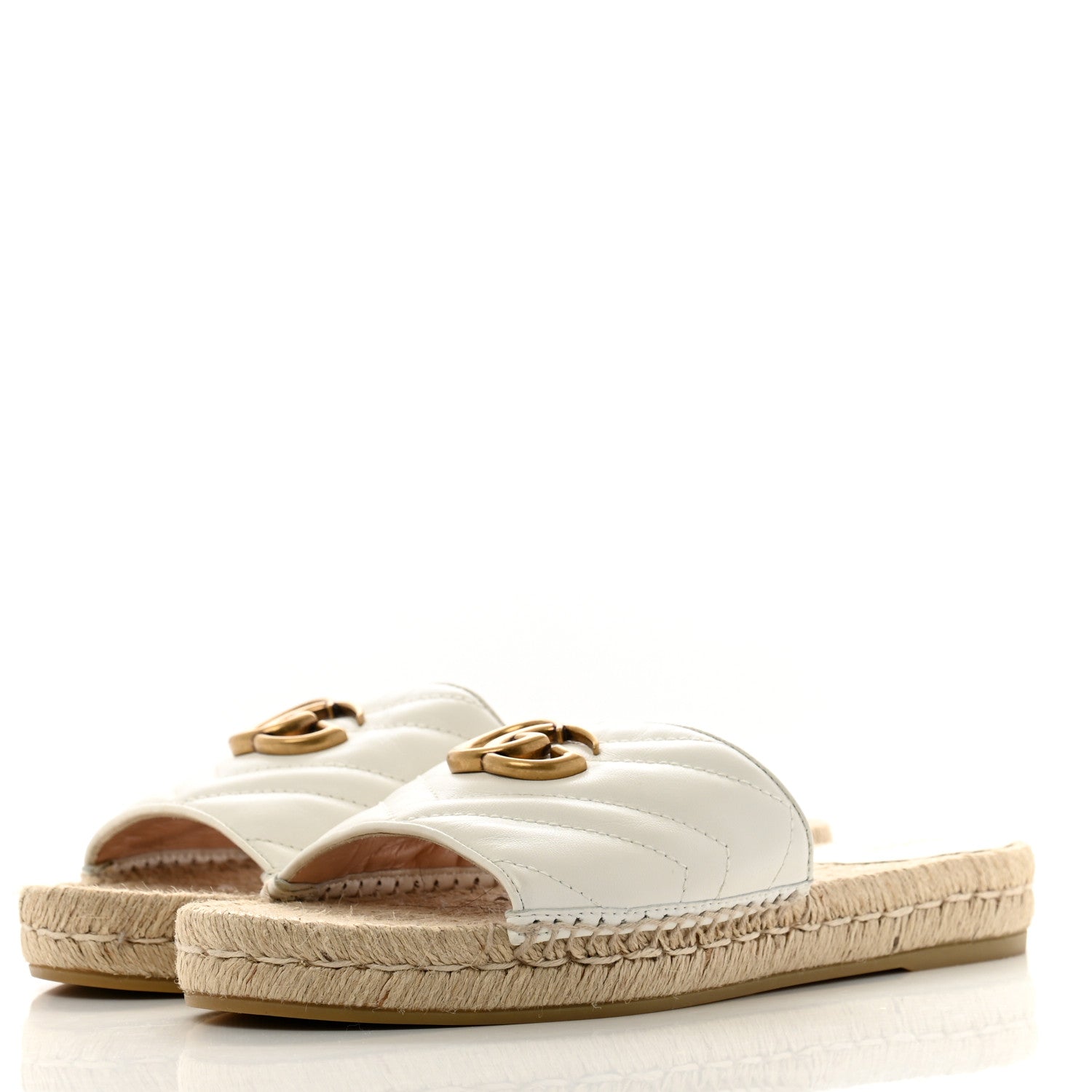 Gucci Nappa Matelasse GG Marmont Espadrille Slide Sandals 39.5 Great White 3 of 10