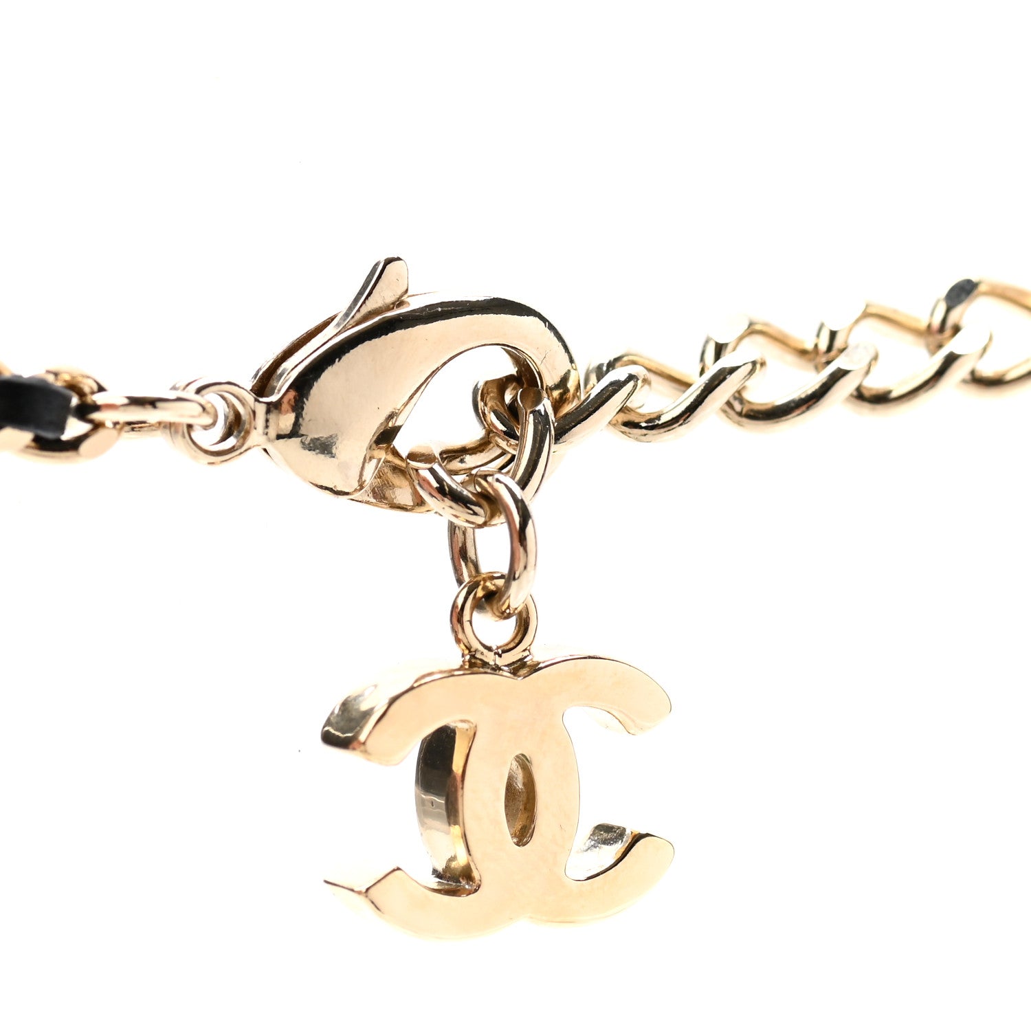 Chanel Pearl Crystal Lambskin CC Necklace Gold Black 5 of 7