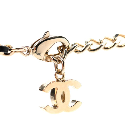 Chanel Pearl Crystal Lambskin CC Necklace Gold Black 5 of 7