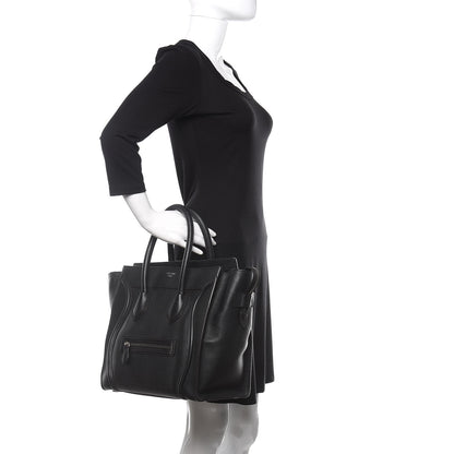 Celine Drummed Calfskin Mini Luggage Black 2 of 10