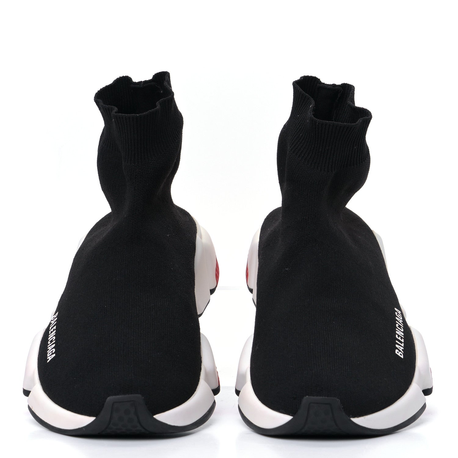 Balenciaga Neoprene Knit Womens Speed Sneakers 40 Black White Red 2 of 4