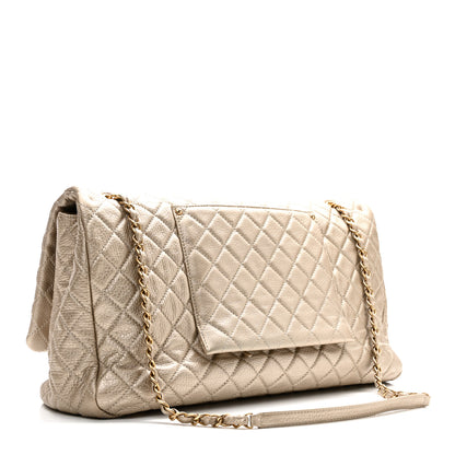 Chanel Metallic Calfskin Quilted Small XXL Travel Flap Bag Gold 3 of 10