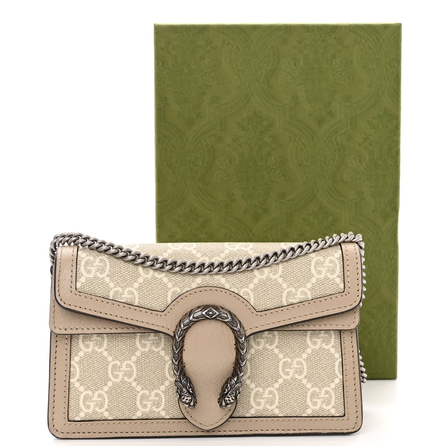 GG Supreme Monogram Textured Dollar Calfskin Super Mini Dionysus Shoulder Bag Beige Mystic White Oatmeal