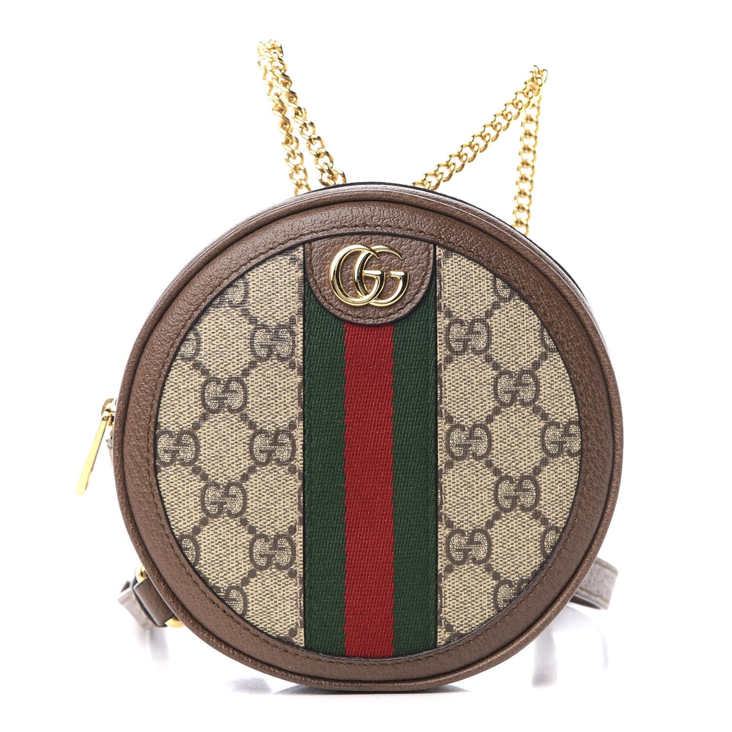 GG Supreme Monogram Web Mini Ophidia Round Backpack Brown