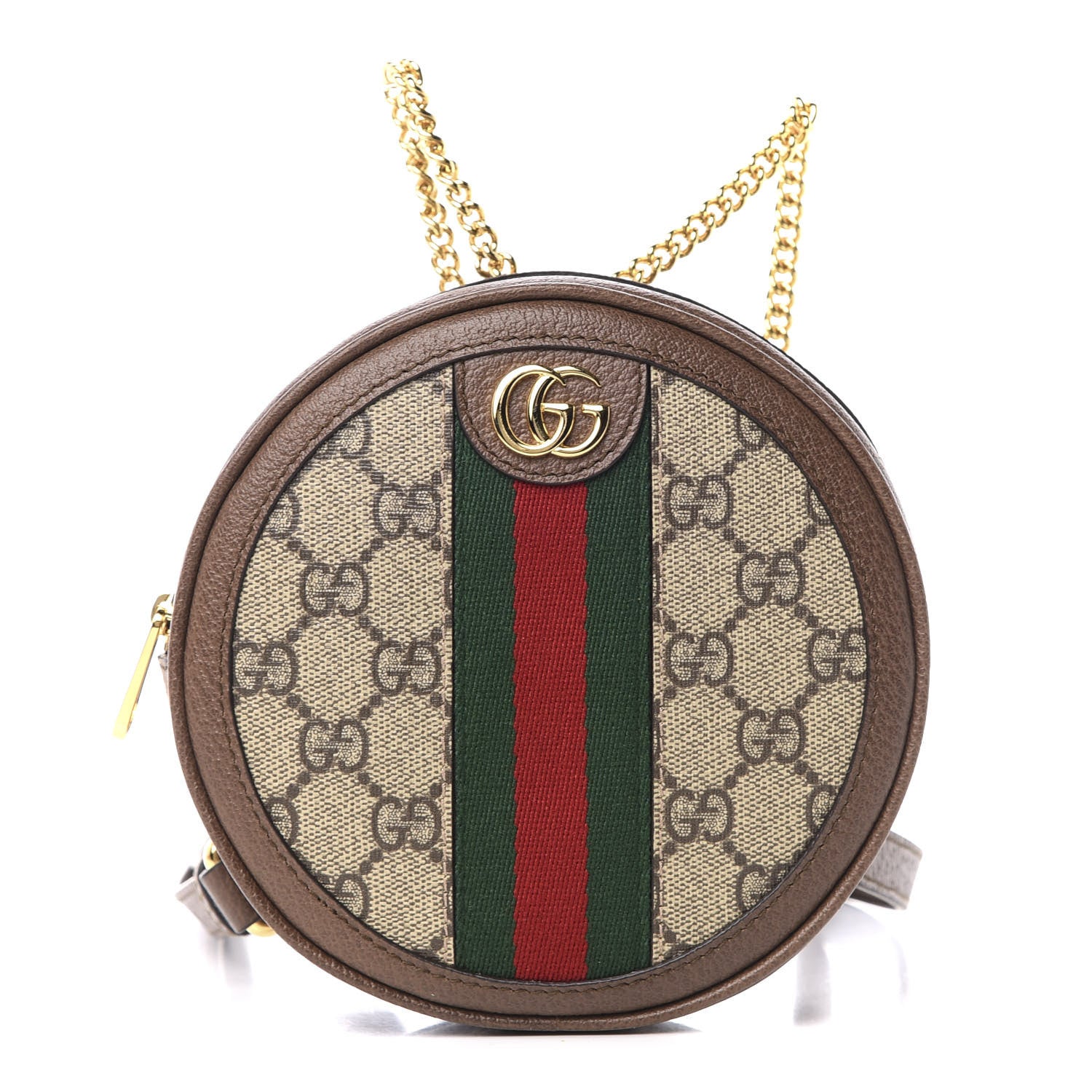 Gucci GG Supreme Monogram Web Mini Ophidia Round Backpack Brown 1 of 10