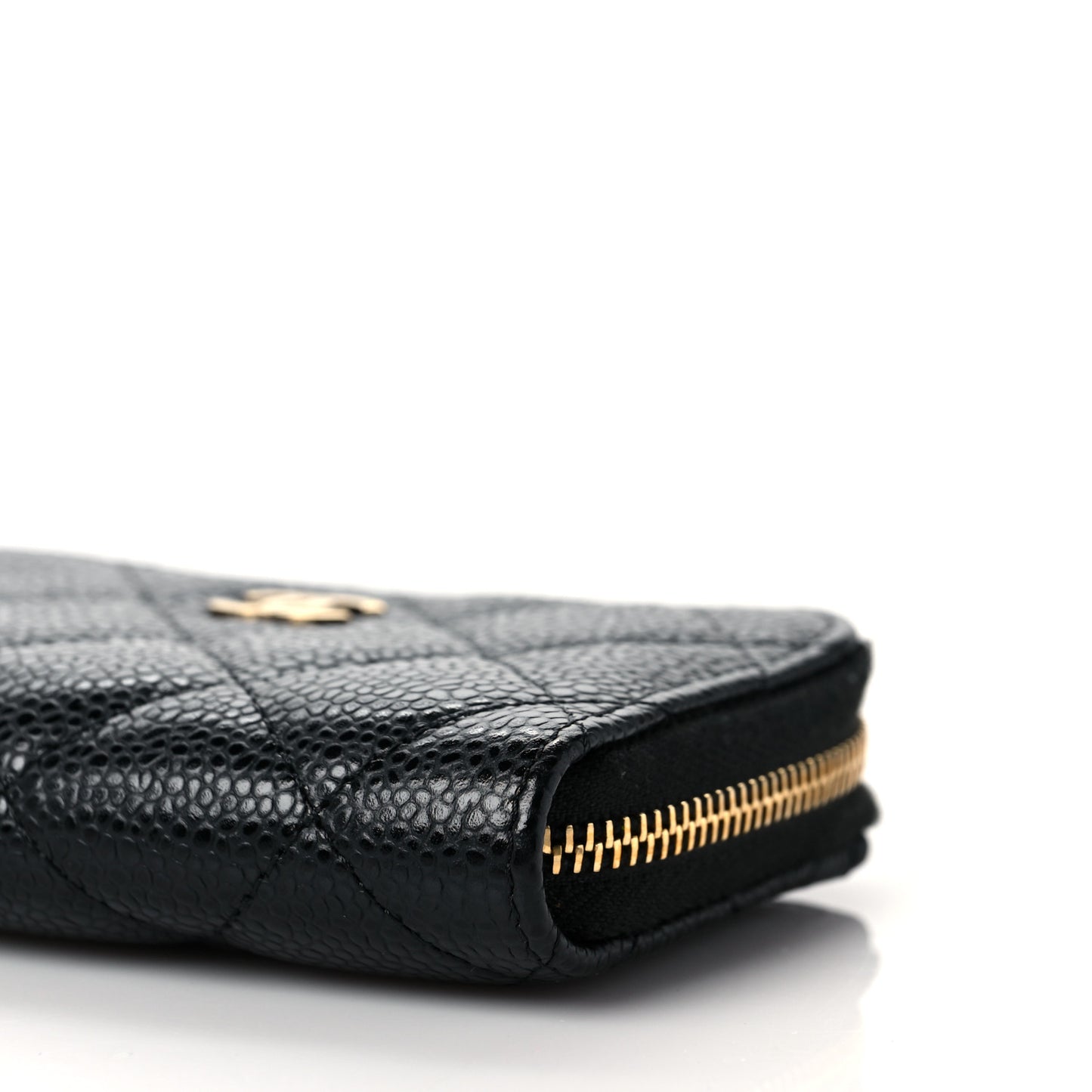 Caviar Quilted Classic Zipped Coin Purse Black