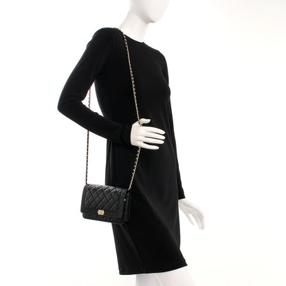 Chanel Lambskin Quilted Boy Wallet On Chain WOC Black 2 of 11
