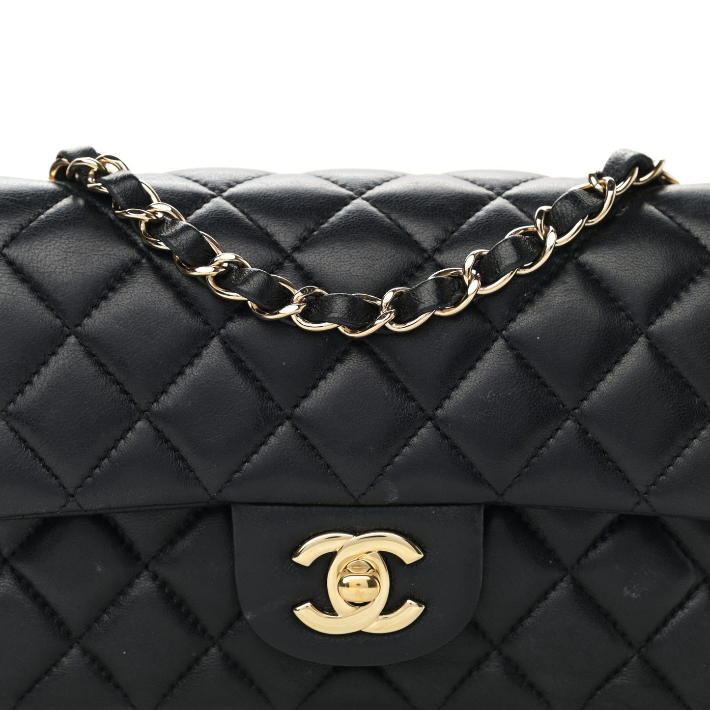 Lambskin Quilted Mini Rectangular Flap Black