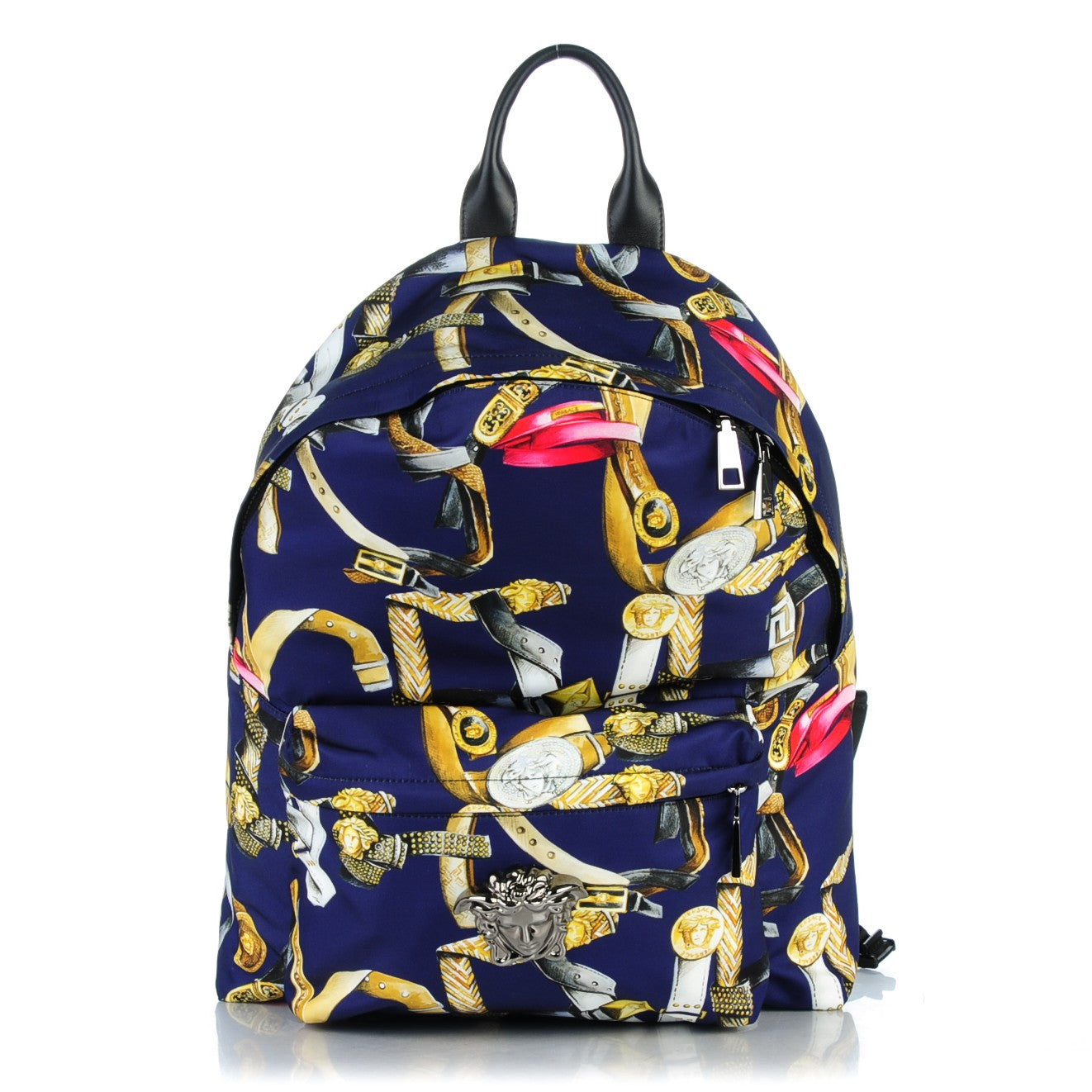 Nylon Palazzo Medusa Belt Print Backpack Blue