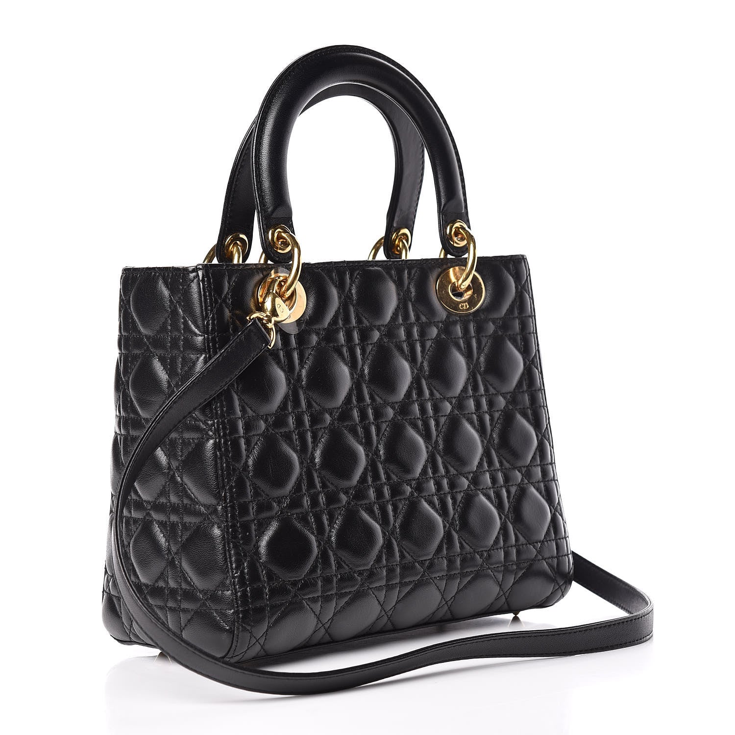 Christian Dior Lambskin Cannage Medium Lady Dior Black 3 of 13
