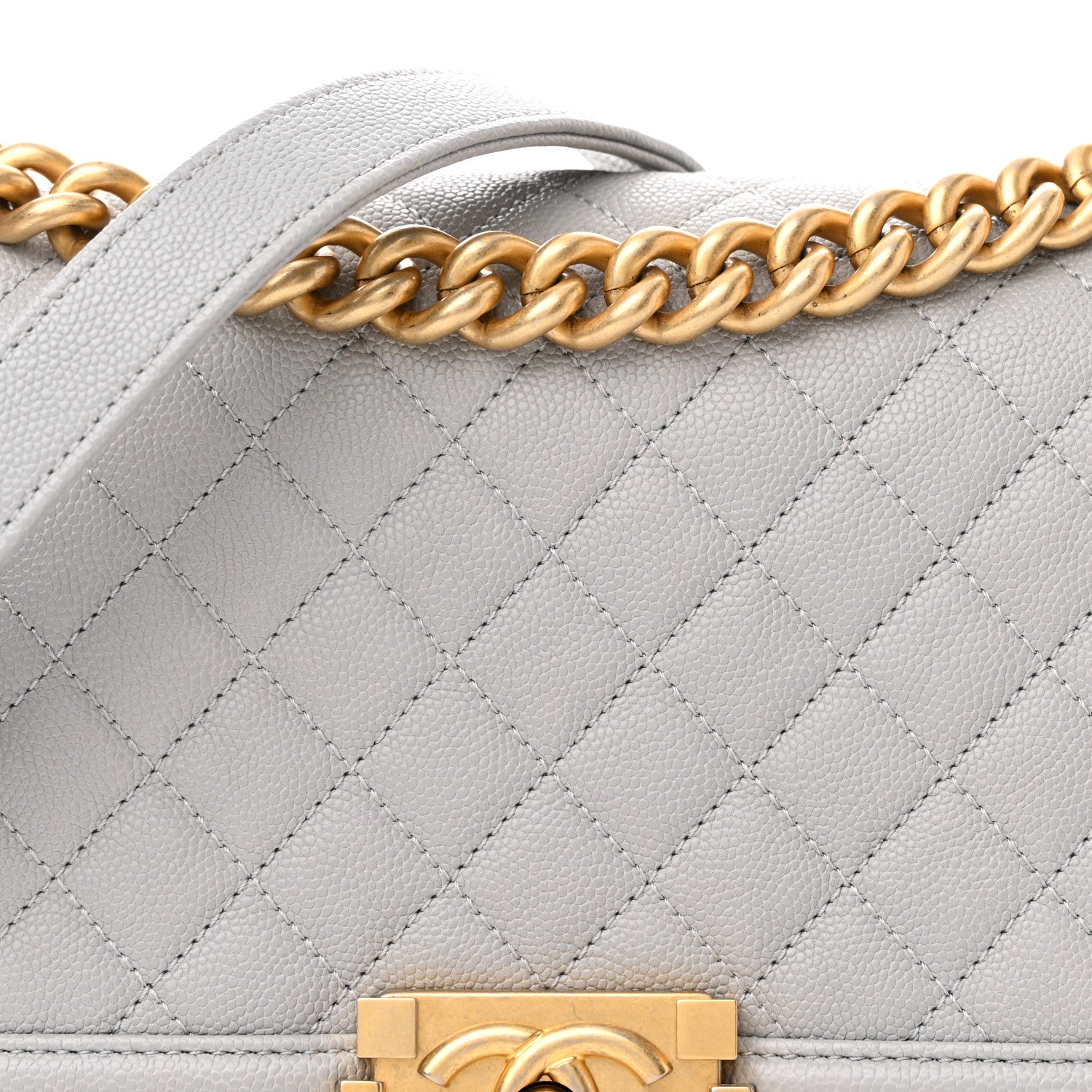 Chanel Caviar Quilted Medium Boy Flap Light Grey 7 of 9